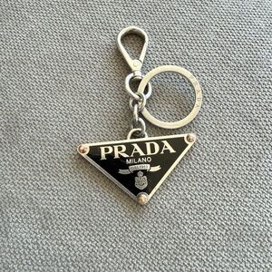 Prada Triangle Logo Enameled Metal Keychain